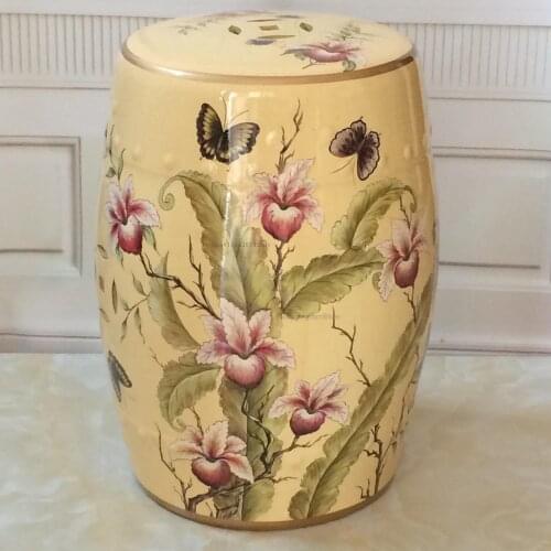 Custom Neoclassical Handmade Chinese Porcelain Stool Porcelain Pier Guzheng Stool Creative Hollow Ceramic Stool Drum Stool Moder