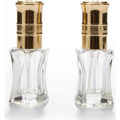 2017 Brand New Wholesale 6 ml Empty Glass Spray Perfume Essential Oil Bottle With Golden Cap