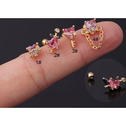 New Spring 1Pc 20g Stainless Steel Cz Cartilage Stud Earring Trendy Screw Back Tragus Conch Lobe Ear Piercing Jewelry