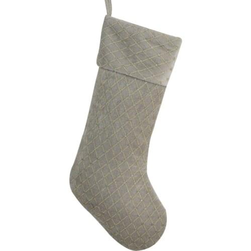 New arrivals set of 2 pcs SilveryVelvet design Diamond Glitter BlingBling Printed with Velvet cuff Christmas stocking P4735