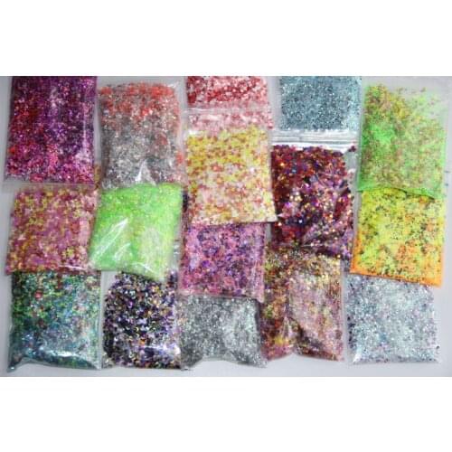 Wholesale 200 grams Mix Colors and shapes Solvent Resistant Glitter Paillette for nail art DIY decoration