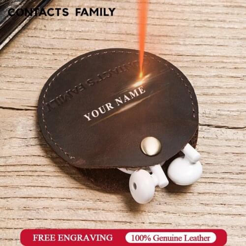 Cable Organizer Earphone Holder Genuine Leather Cable Protector Cable Management For iPhone Samsung USB Cable Round Wire Winder