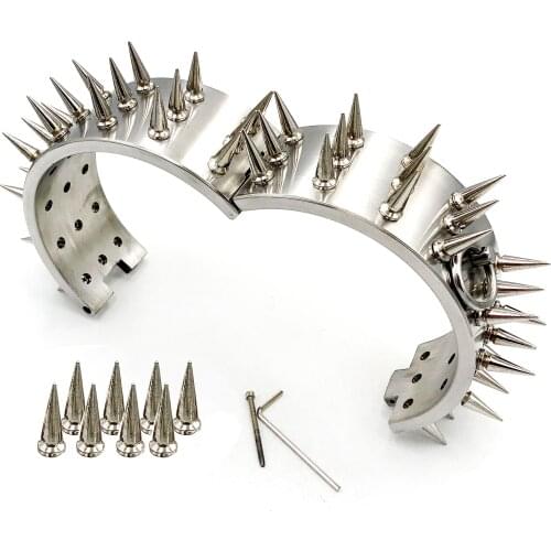 New Stainless Steel Detachable Long Spike Neck Collar Thorn Choker Adult Game Sex Slave Restraint BDSM Bondge Toys For Women Man