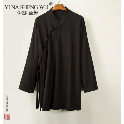 Fashion Plain Color Coat Japanese Kimono Cardigan Kimono Haori For Woman Man Loose Thin Black Outer Garment Linen Long Top