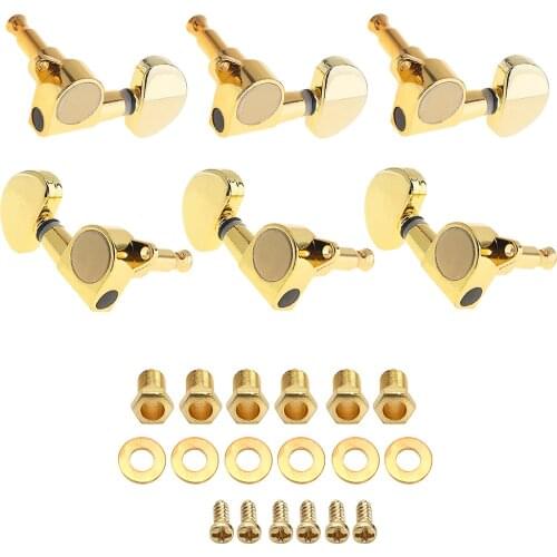 6pcs Gold Plated Guitar Tuning Pegs 3R+3L All Closed Machine Heads Tuners for 40 / 41 Inch Acoustic Folk Guitar Accessories