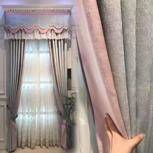 Simple Modern Thick Solid Color Stitching Shading Chenille Blackout Curtains for Living Room Bedroom Curtains Luxury Curtains
