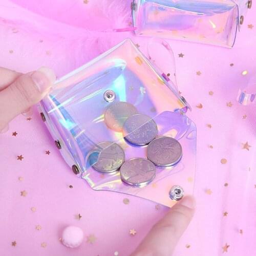 Transparent Mini Coin Purse Wallet Ladies Coin Pouch Card Holder Laser Colorful Coin Purses Mini Childrens Pocket Kids Purses