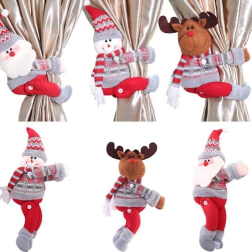 Santa Claus Elk Windows Christmas Curtain Decor Merry Christmas Decor for Home Christmas Gifts Navidad 2020 Happy New Year 2021