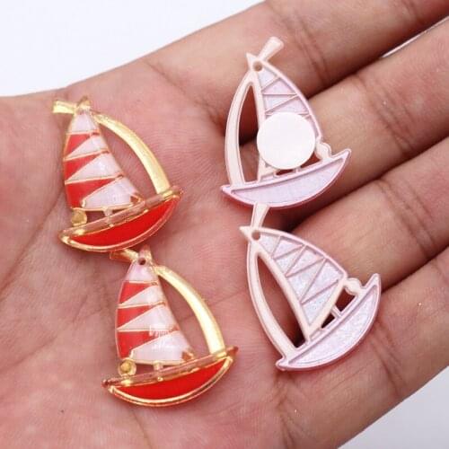 3D Red Boat Self-Adhesive Sticker 30*24mm Flat Back Resin Child Gift Wedding Home Decor DIY Clothing Jewelry Supplies 10pcs