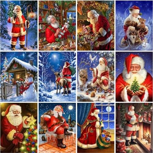 Santa Claus DIY 5D Diamond Painting Full Round Resin Cartoon Diamond Embroidery Mosaic Christmas Gift Home Decor