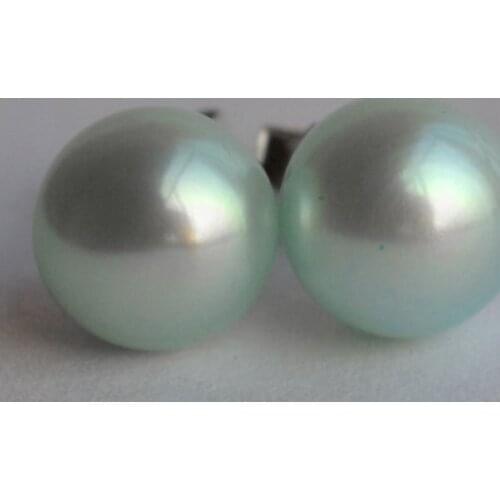 Perfect 100% Genuine Freshwater Pale Blue Pearl Earrings Fashion Jewelry S925 Silvers Stud Earrings For Women,New Free Shipping