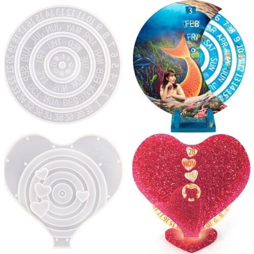 DM170 DIY Calendar Resin Silicone Mold Home Decoration Hanging Type Life Style Time Wheel Bedroom Living Room Craft Resin Molds