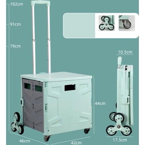 Collapsible Stair Climbing Utility Cart, Portable Small Trolley with Rolling Swivel Wheels & Telescopic Handle