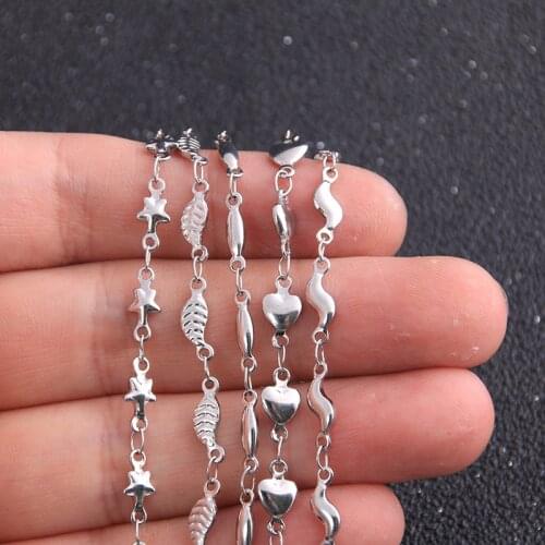 30cm/lot 5 Styles Stainless Steel Heart Connection Chain Accessories For DIY Necklaces Bracelets Jewelry Making