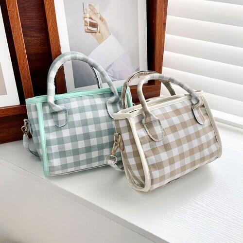 Womens Bag New Shoulder Crossbody Top-Handle Handbag Casual Female Adjustable Strap Square Plaid Pattern Shopper Bags for Women
