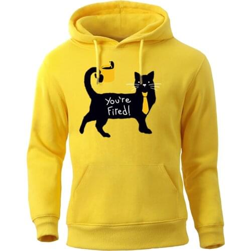 Funny Cat You're Fired Cats Hoodie Hoodies Sweatshirts Streetwear Men Crewneck Pullovers Hoody Male Hooded Tracksuits Sporewear