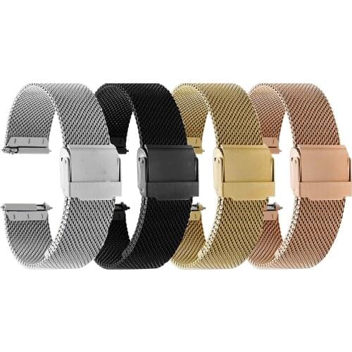 Fine Mesh Watch Band Stainless Steel Milanese Strap Mesh Wristband 0.6 Wire Buckle Strap Watch Accessories 18mm 20mm 22mm 24mm
