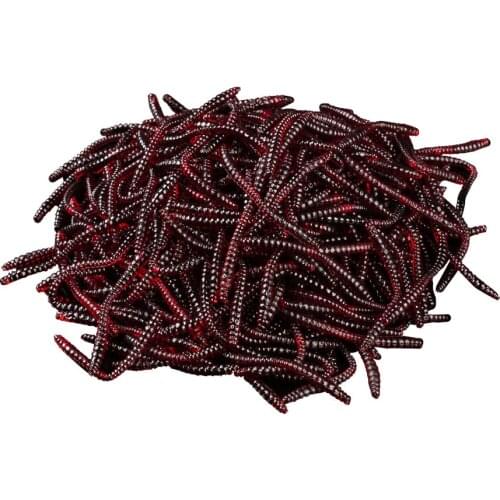 50pcs Smelly Earthworm Soft Lure 6cm 0.5g Red Worms Soft Bait Carp Fishing Lure Artificial Bait Soft Fishing Lure
