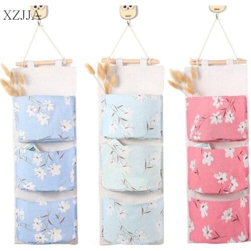 XZJJA Multilayer Suspension Type Cloth Art Storage Bag Organizers Socks Underwear Receive Pouch Linen Wall Door Wardrobe Toy Bag