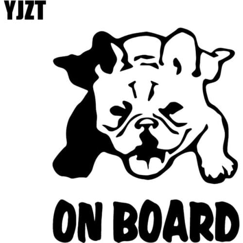 YJZT 12.8X14.7CM French Bulldog On Board Car Sticker Truck Vinyl Decal Cute Dog Breed Black/Silver C24-1188
