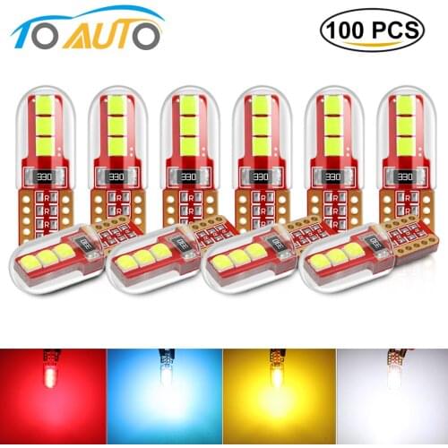 100pcs W5W T10 LED Lamp Car Bulb 12V 6000K 194 168 Wedge License Plate Lamp Dome Indicator Reading Light White