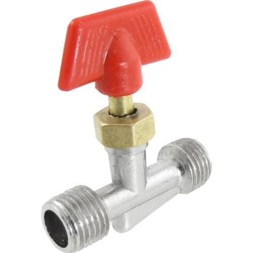 15/32" Male to Male Thread Inline Manual Valve for Air Compressor Red+Silver