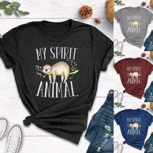 2020 Girls Streetwear Sloth Printed Tee Animal Theme T-shrit Women Top Harajuku Graphic Tees Women Kawaii Clothes
