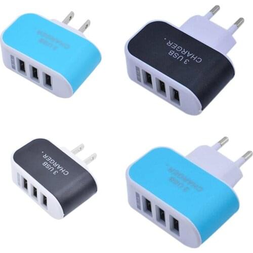 3 Ports USB Charger Fast Charging Portable Wall Charger Candy Color Phone Charger Adapter Universal for Mobile Phone