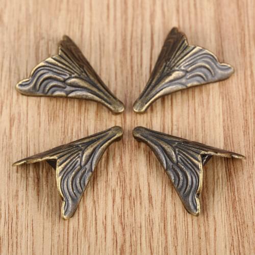 4pcs/set Beast Corner Protectors Antique Bronze Jewelry Box Feet Wood Gift Wine Case Desk Leg Decor Guard Books Old Fashioin