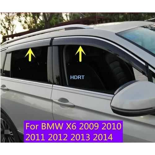 For BMW X6 2009 2010 2011 2012 2013 2014 Window Visor Covers Vent Shade Rain Sun Guard Deflector Awnings Shelters Protector 4Pcs