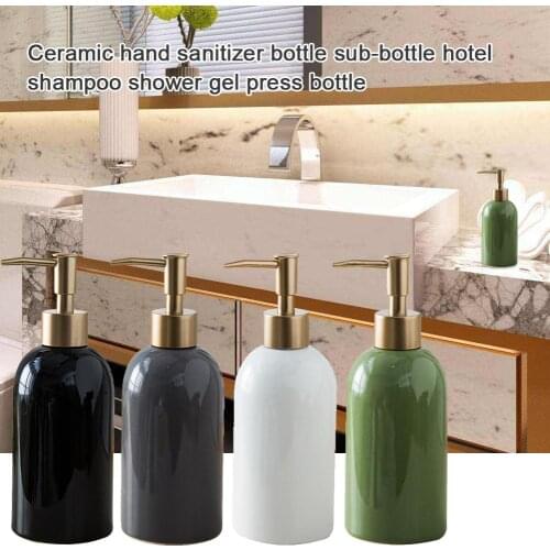 420ml Liquid Soap Shampoo Lotion Shower Gel Ceramic Empty Pump Bottle Container cans for storage glass bottle jars for slime jar