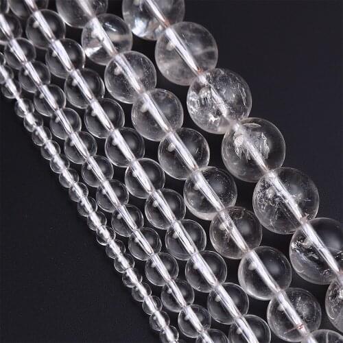 4 6 8 10 12mm Smooth Clear Quartzs Crystal Natural Stone Loose Beads for Jewelry Making DIY Bracelet