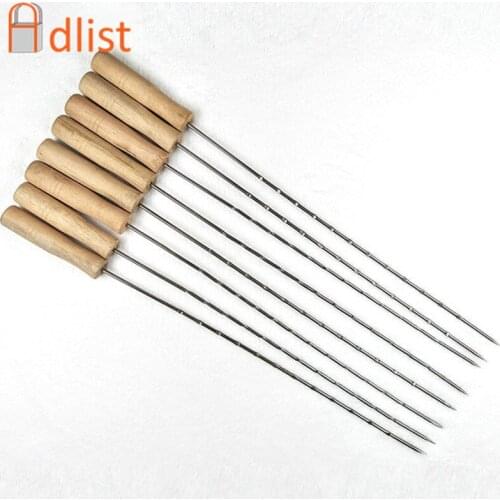8 pcs 16.5'' BBQ Skewers Barbecue BBQ Needle Stainless Steel Skewer Barbeque Needle w/ PP Handle Grilling BBQ Stick