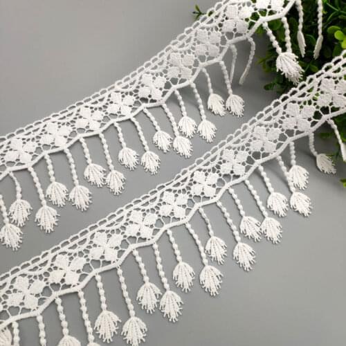 8cm*2yards embroidery flower Cotton fringed lace trims for wedding dress Water soluable lace trimmings for clothes