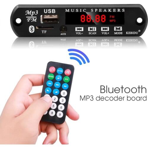KEBIDU Wireless Bluetooth Audio Module MP3 WMA Decoder Board USB FM TF Radio For Car MP3 Accessories MP3 Player DC 12V 5V