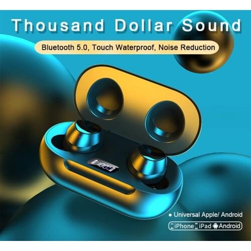 LED Bluetooth Wireless Earphones Headphones Earbuds TWS Touch Control Sport Headset Noise Cancel for ios Android Samsung Lotus