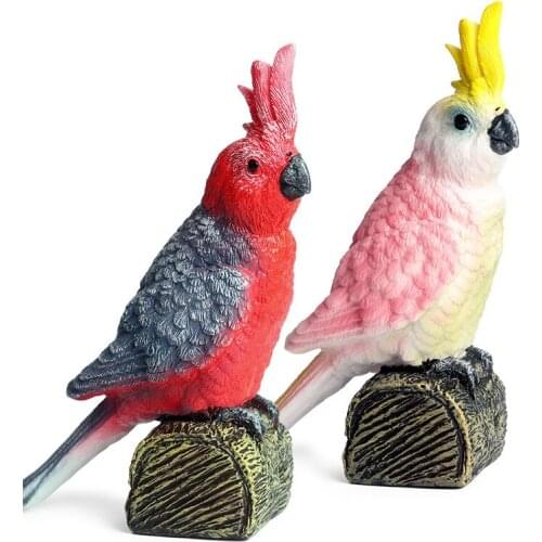 Big Size Pink/Red Parrot Animal Figure Collectible Toys Birds Animal Cognition Action Figures Kids Plastic Model Toys