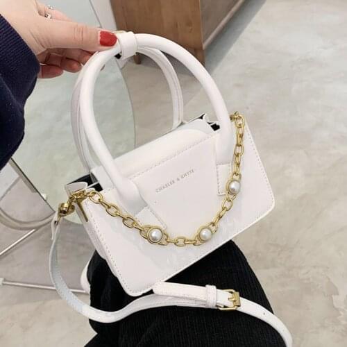 Brand Womens Small Bags Pearl Chain Totes Bag 2021 New High Quality PU Leather Ladies Designer Handbag Messenger Crossbody Bag