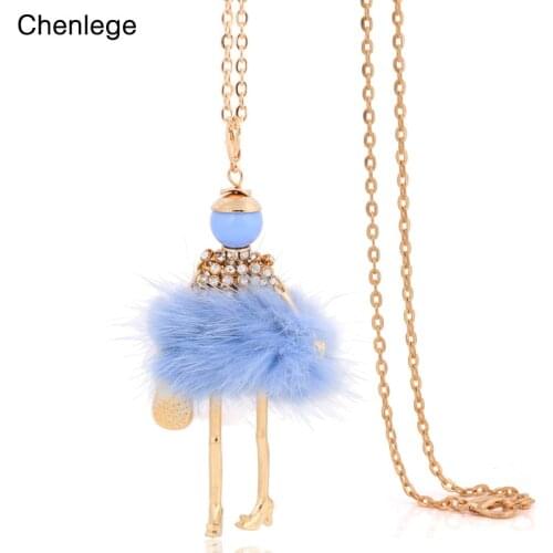 Chenlege new arrival 2017 rabbit fur necklace women big choker long chain female bunny necklaces fine fashion jewelry XR0487