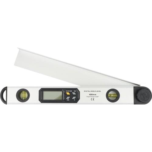 0-225° Digital Angle Finder LCD Protractor Angle Gauges IP54 400mm/16 Inch Vertical Horizontal Dual Spirit Level