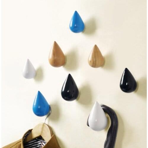 Wooden Wall Hanger Coat Hook Water Drop Shape Coat Racks Decorative Hook Home Decoration