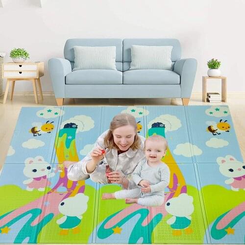 Baby Rugs Foldable Baby Play Mat Room Crawling Pad Waterproof Portable Soft Floor Carpet Childrens Educational Mats with Bag