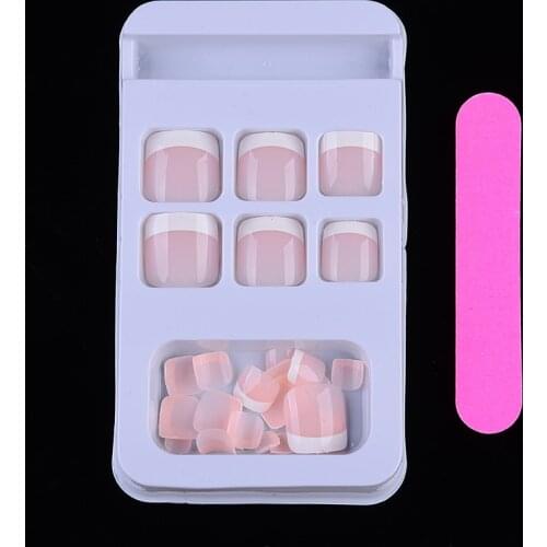 24pcs/Box Artificial Acrylic Toe Toenails False Nail Full Cover Natural Toes Nail Manicure Tool DIY Pedicure French Tips