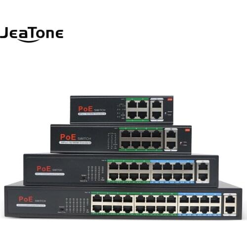 Jeatone 48V 6-port 10/100/M Network POE Switch Ethernet IEEE 802.3af/at Suitable for IP camera/Wireless AP/CCTV camera 250m