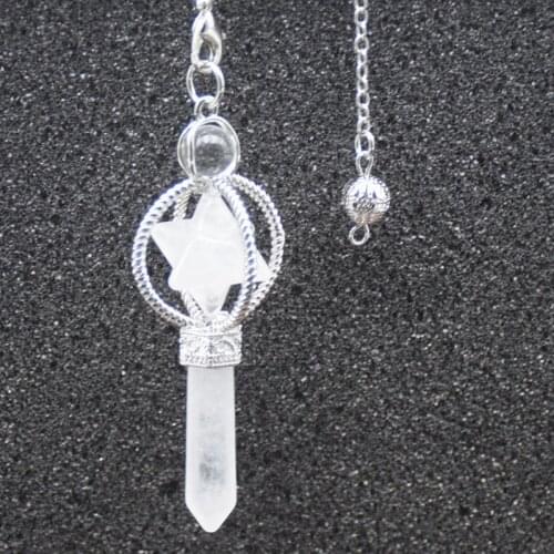Round Bead Merkaba Dowsing Pendulum Quartz Natural Stone White Pink Crystal Reiki Healing Pendule Pendant Pendulums