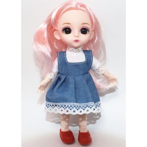 16cm 13 Jionted Baby Doll BJD 1/12 Doll with Clothes Fashion Suit Doll Set Makeup Toys for Children Gifts for Girls