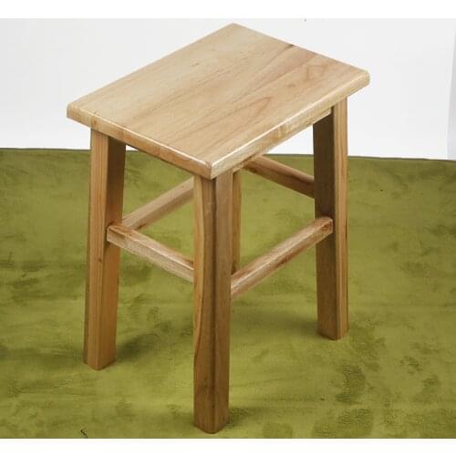 Solid Wood Square Stool Practical Household High Dining Stool Smooth Stable High Load Bearing Retro Comfortable Wooden Chair