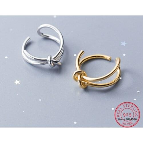 Minimalist 925 Sterling Silver Adjustable Ring Trendy Vintage Knot Handmade Party Classic Fine Jewelry Birthday Gifts