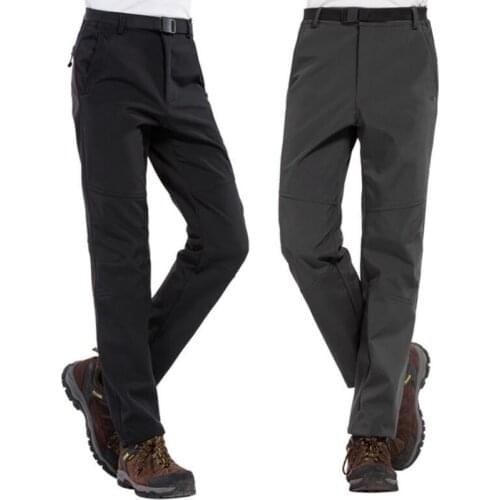 Mens Winter Hiking Pants Outdoor Fleece Warm Pants Soft Shell Waterproof Windproof Hiking Trekking Climbing Skiing Trousers 5XL