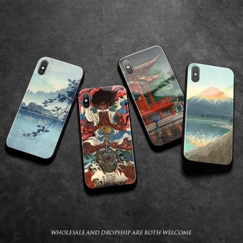 Ukiyo-e Japanese style Art painting soft silicone glass Phone case cover for iPhone SE 6 6s 7 8 Plus X XR XS 11 12 mini Pro max
